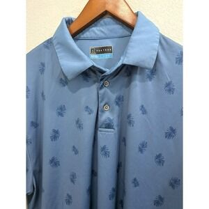 PGA Tour Golf Polo Men's Blue on Blue Leaf‎  Size Large Lightweight Summer
